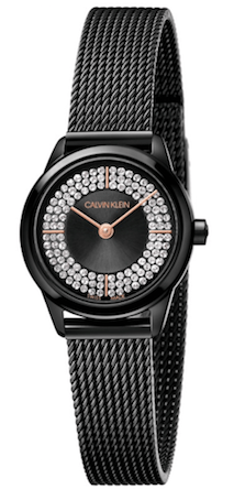  Shop Authentic Calvin Klein Minimal Diamonds Black Dial Black Mesh Bracelet Watch for Women - K3M2342R - Luxxuri
