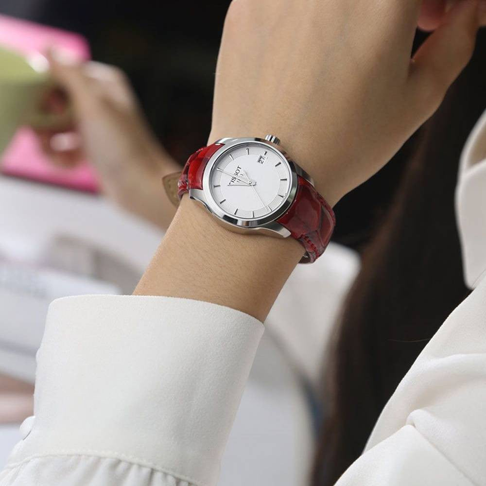  Shop Authentic Tissot Couturier White Dial Red Leather Watch For Women - T035.210.16.011.01 - Luxxuri