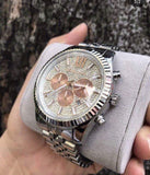  Shop Authentic Michael Kors Lexington Chronograph Silver Dial Silver Steel Strap Watch for Men - MK8515 - Luxxuri