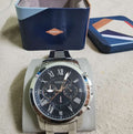 Fossil Grant Chronograph Black Dial Silver Steel Strap Watch for Men - FS4994