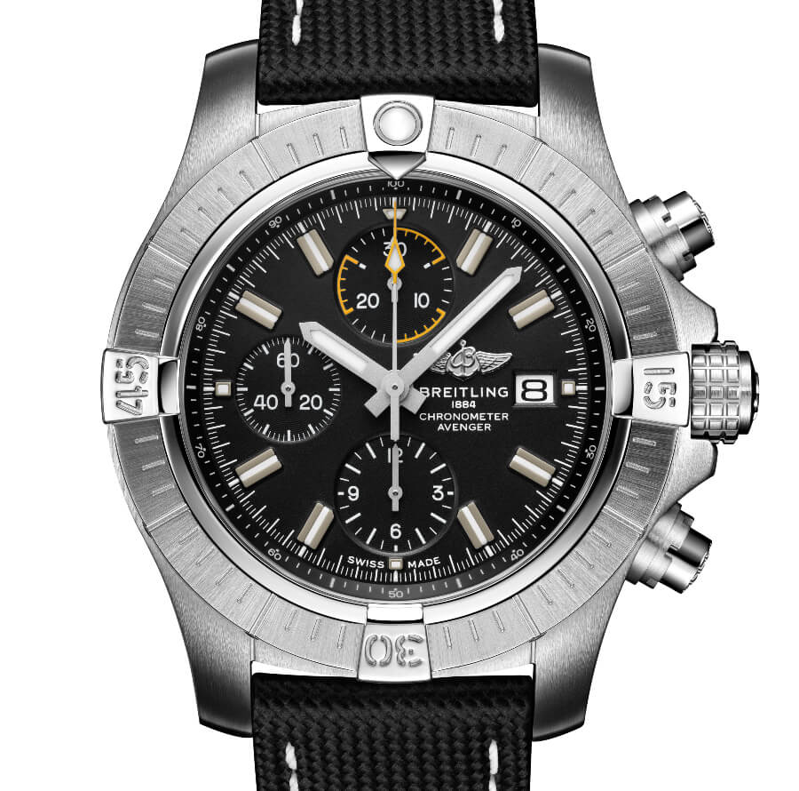  Shop Authentic Breitling Avenger Chronograph 45mm Black Dial Black Leather Strap Watch for Men - A13317101B1X1 - Luxxuri
