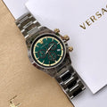  Shop Authentic Versace Classic Chronograph Quartz Green Dial Silver Steel Strap Watch For Men - VEV700721 - Luxxuri
