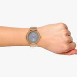  Shop Authentic Guess Willow Crystal Blue Dial Rose Gold Mesh Bracelet Watch For Women - W0836L1 - Luxxuri