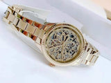  Shop Authentic Fossil Rye Automatic Skeleton Gold Dial Gold Steel Strap Watch for Women - BQ3755 - Luxxuri