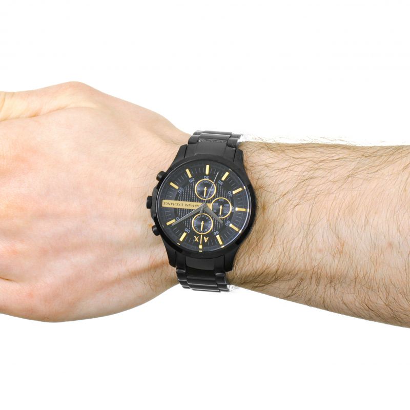  Shop Authentic Armani Exchange Hampton Chronograph Black Dial Black Steel Strap Watch For Men - AX2121 - Luxxuri