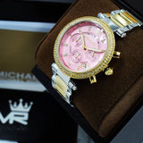  Shop Authentic Michael Kors Parker Pink Dial Two Tone Steel Strap Watch for Women - MK6140 - Luxxuri