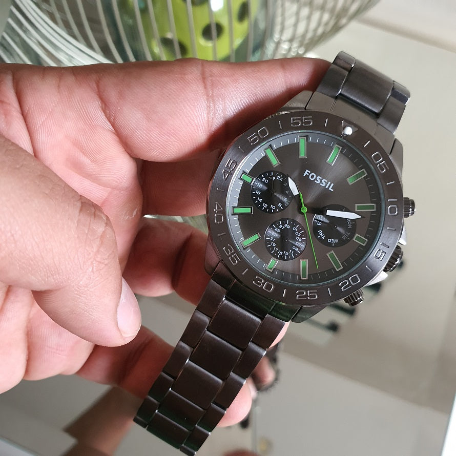  Shop Authentic Fossil Bannon Multifunction Chronograph Green Dial Grey Steel Strap Watch for Men - BQ2504 - Luxxuri