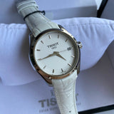  Shop Authentic Tissot Couturier Lady Silver Dial White Leather Strap Watch For Women - T035.210.16.011.00 - Luxxuri