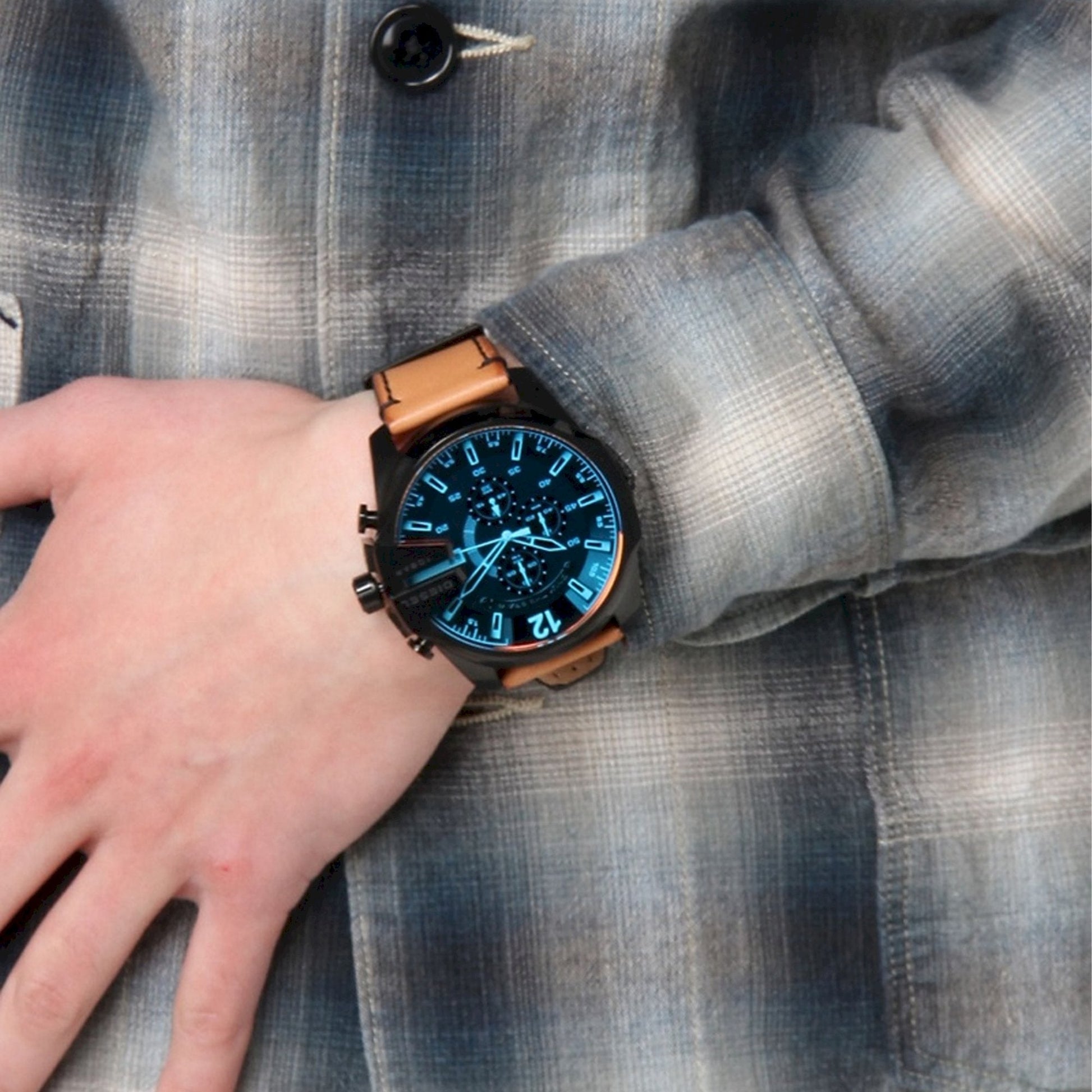  Shop Authentic Diesel Mega Chief Chronograph Copper Dial Brown Leather Strap Watch For Men - DZ4476 - Luxxuri