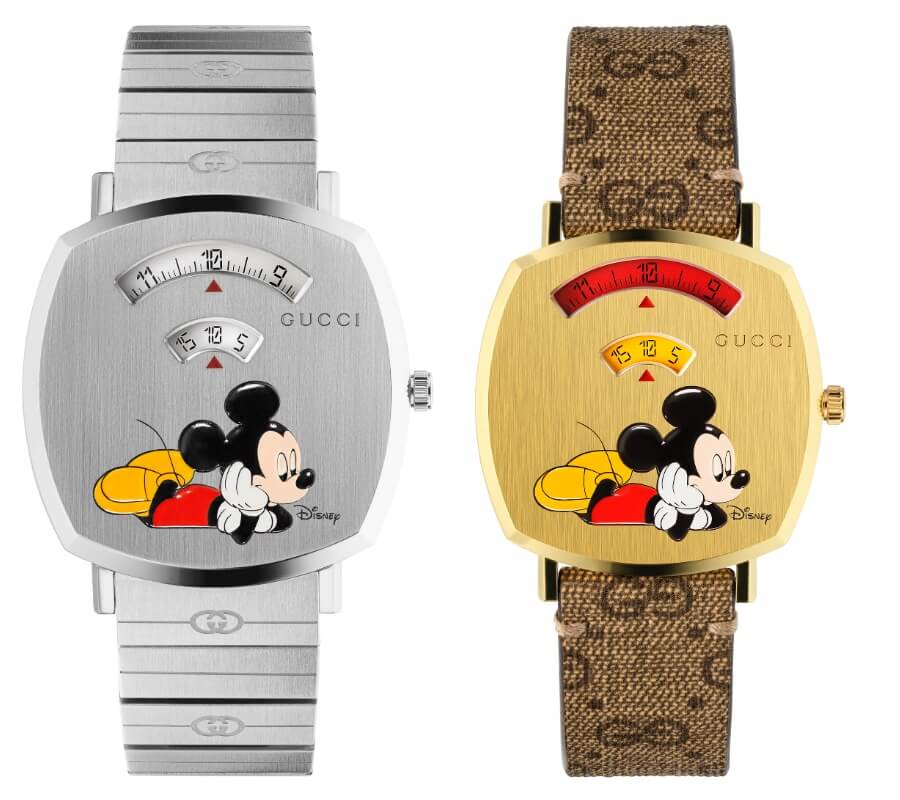  Shop Authentic Gucci Grip Disney Mickey Mouse Gold Dial Brown Leather Strap Watch For Women - YA157420 - Luxxuri