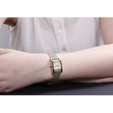  Shop Authentic Guess Nouveau Diamonds Gold Dial Gold Mesh Bracelet Watch for Women - W0127L2 - Luxxuri