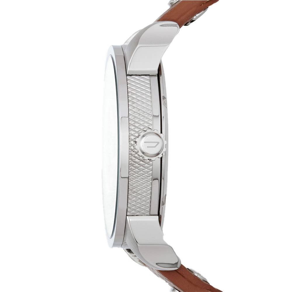  Shop Authentic Diesel Mini Daddy Silver Dial Brown Leather Strap Watch For Men - DZ7309 - Luxxuri
