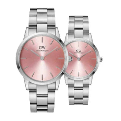  Shop Authentic Daniel Wellington Iconic Pink Dial Silver Steel Strap Watch For Women - DW00100329 - Luxxuri
