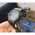 Maserati Potenza Automatic Black Dial Black Leather Strap Watch For Men - R8821108009
