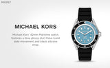  Shop Authentic Michael Kors Maritime Three Hand Blue Dial Black Silicone Strap Watch for Men - MK9167 - Luxxuri