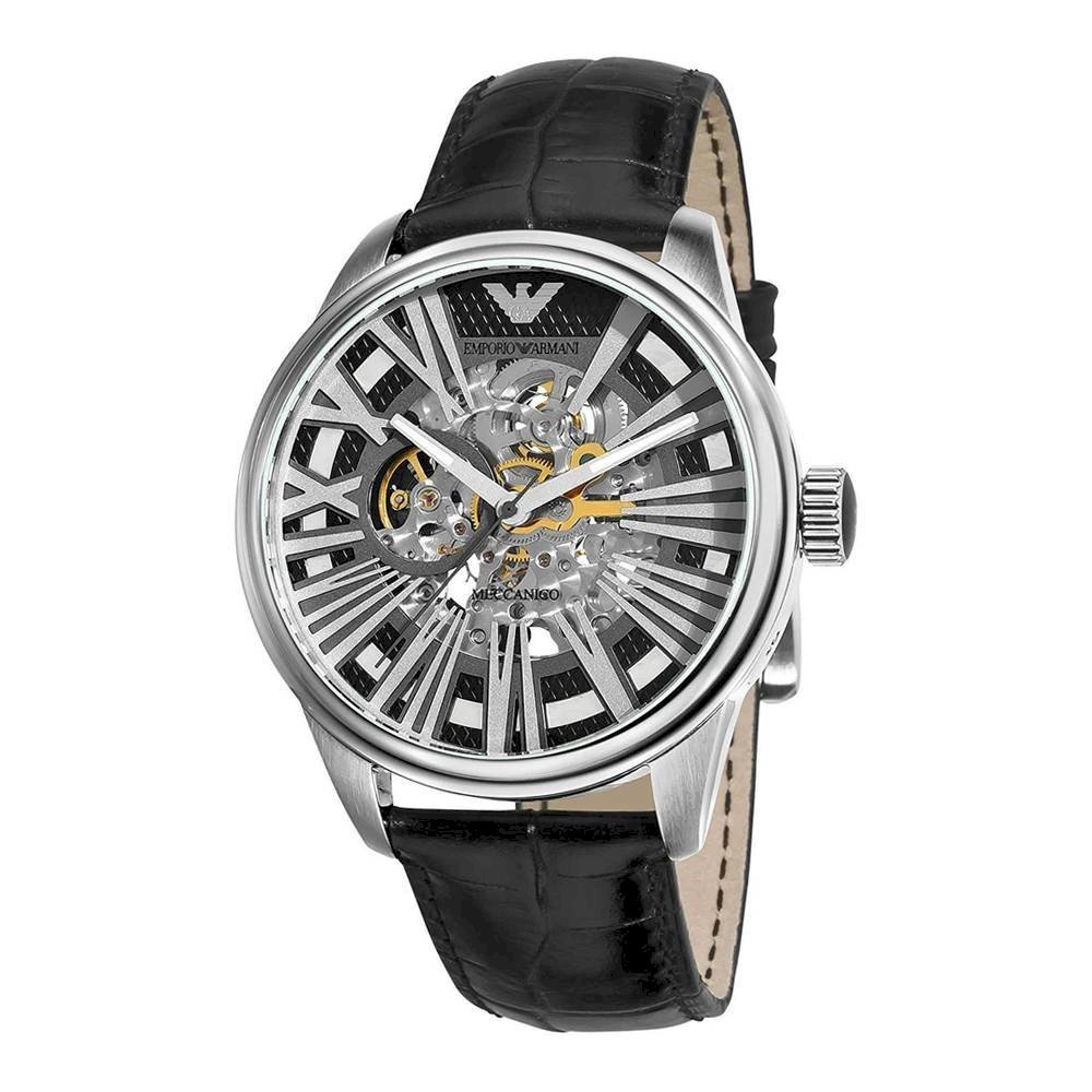  Shop Authentic Emporio Armani Meccanico Automatic Black Dial Leather Strap Watch For Men - AR4629 - Luxxuri