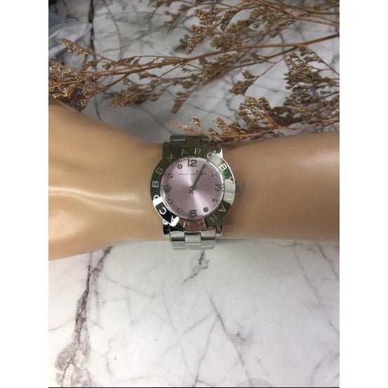 Marc Jacobs Amy Life Pink Dial Silver Steel Strap Watch for Women - MBM3300