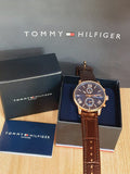  Shop Authentic Tommy Hilfiger Aiden Quartz Blue Dial Brown Leather Strap Watch for Men - 1791308 - Luxxuri