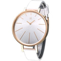  Shop Authentic Calvin Klein Equal Silver Dial White Leather Strap Watch for Women - K3E236L6 - Luxxuri
