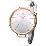  Shop Authentic Calvin Klein Equal Silver Dial White Leather Strap Watch for Women - K3E236L6 - Luxxuri