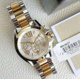  Shop Authentic Michael Kors Bradshaw Chronograph Silver Dial Two Tone Steel Strap Watch For Women - MK5855 - Luxxuri