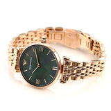  Shop Authentic Emporio Armani Gianni T-Bar Black Dial Rose Gold Strap Watch For Women - AR11145 - Luxxuri