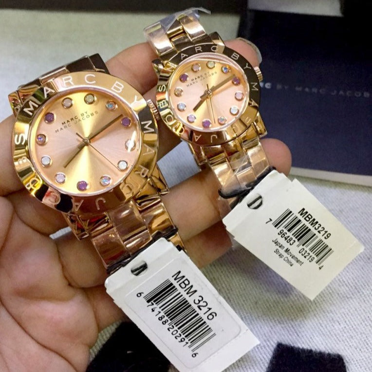 Marc Jacobs Amy Dexter Rose Gold Dial Rose Gold Steel Strap Watch for Women - MBM3216