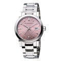  Shop Authentic Burberry The City Pink Dial Silver Steel Strap Watch for Women - BU9124 - Luxxuri