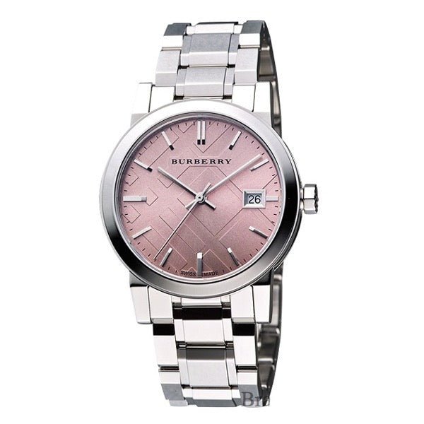  Shop Authentic Burberry The City Pink Dial Silver Steel Strap Watch for Women - BU9124 - Luxxuri