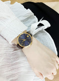  Shop Authentic Movado Ultra Slim Blue Dial Brown Leather Strap Watch For Women - 0607092 - Luxxuri