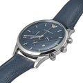  Shop Authentic Emporio Armani Lambda Chronograph Blue Dial Blue Leather Strap Watch For Men - AR11018 - Luxxuri