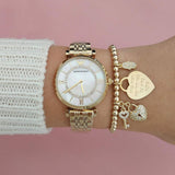  Shop Authentic Emporio Armani Gianni T Bar White Mother of Pearl Dial Gold Steel Strap Watch For Women - AR1907 - Luxxuri