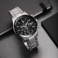 Maserati SFIDA Chronograph Black Dial Silver Steel Strap Watch For Men - R8873640015