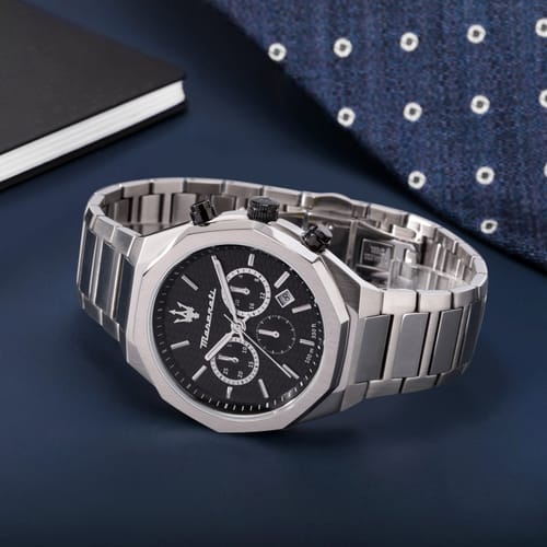  Shop Authentic Maserati Stile Skeleton Automatic Black Dial Silver Steel Strap Watch For Men - R8823142002 - Luxxuri