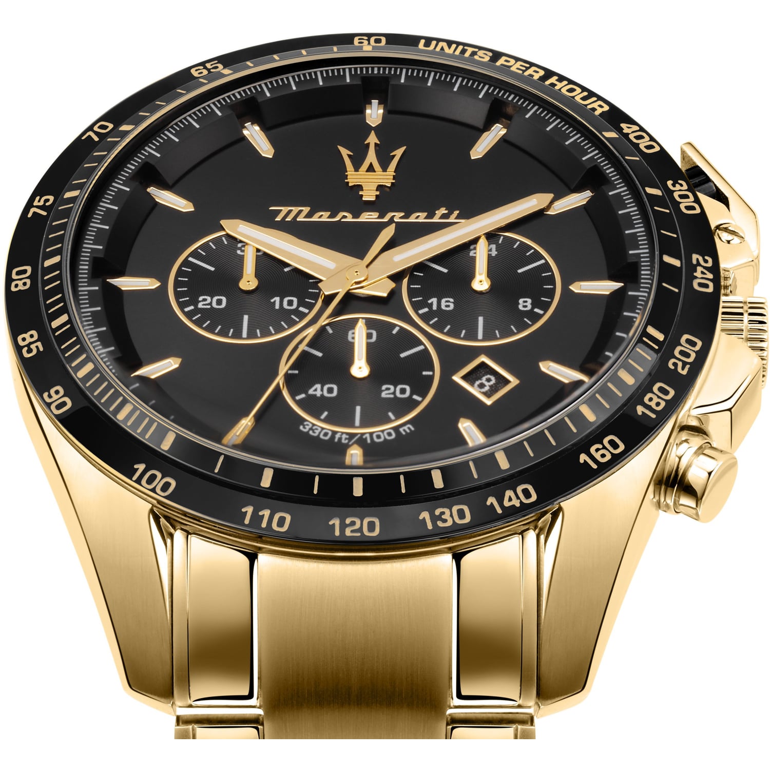  Shop Authentic Maserati Traguardo Chronograph Black Dial Gold Steel Strap Watch For Men - R8873612041 - Luxxuri