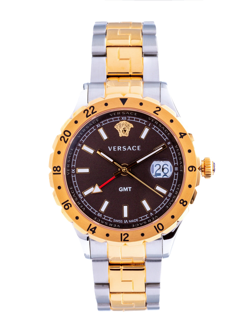  Shop Authentic Versace Hellenyium Quartz Brown Dial Two Tone Steel Strap Watch For Men - V11040015 - Luxxuri
