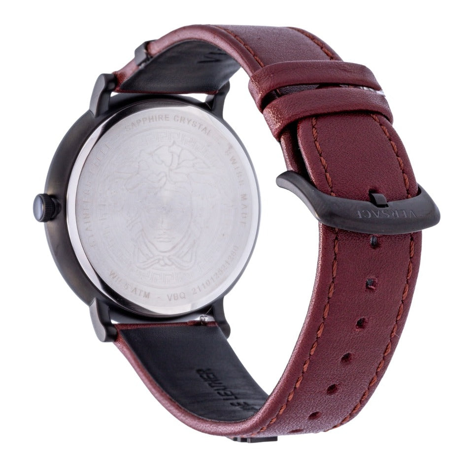  Shop Authentic Versace V-Circle Manifesto Black Dial Maroon Leather Strap Watch for Men - VBQ040017 - Luxxuri