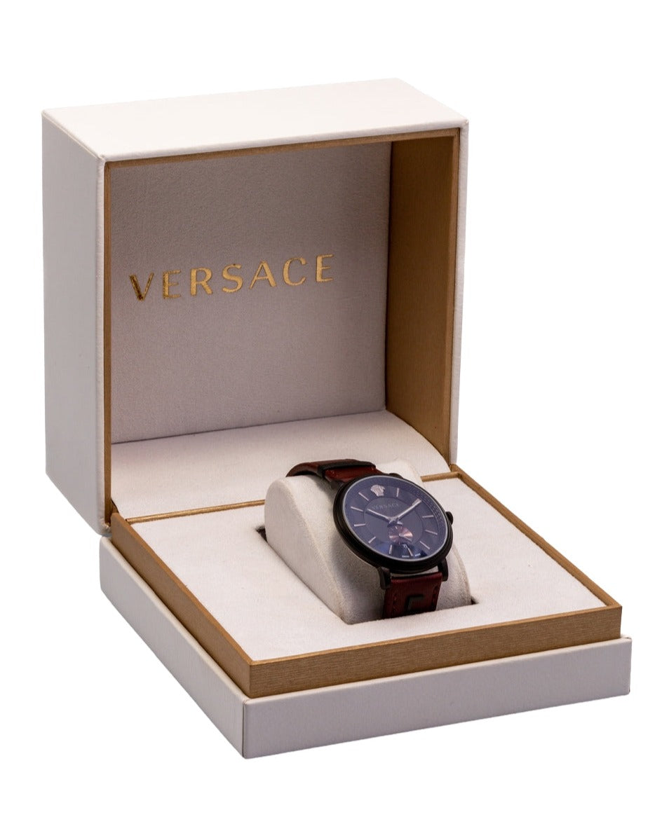  Shop Authentic Versace V-Circle Manifesto Black Dial Maroon Leather Strap Watch for Men - VBQ040017 - Luxxuri