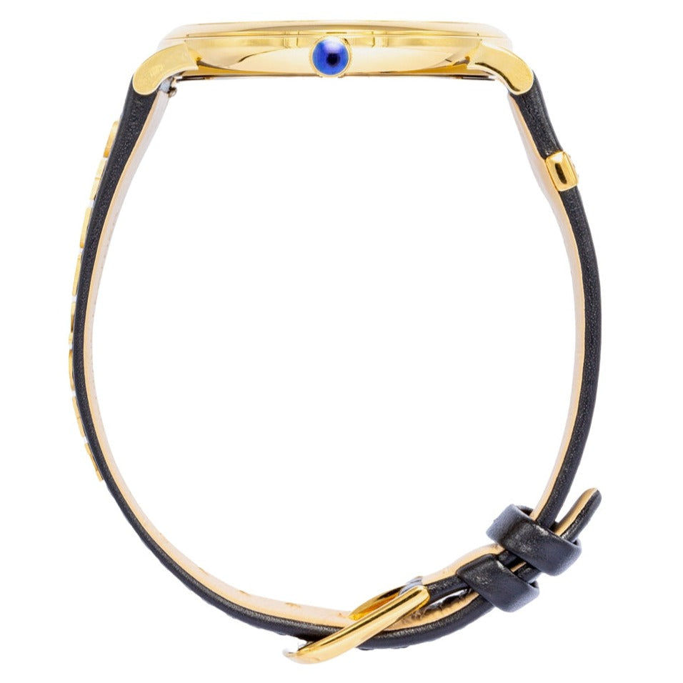  Shop Authentic Versace V-Circle Manifesto Edition Black Dial Black Leather Strap Watch for Men - VBQ050017 - Luxxuri