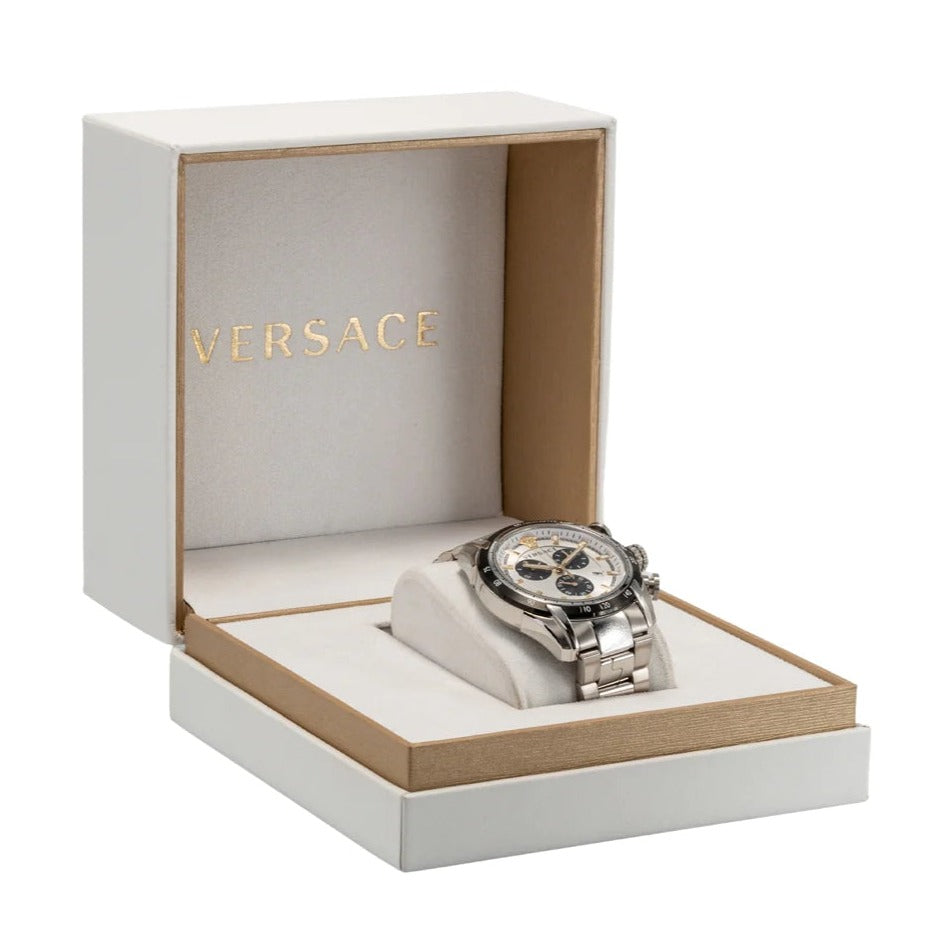  Shop Authentic Versace V-Ray Chronograph Quartz Silver Dial Silver Steel Strap Watch For Men - VE2I00321 - Luxxuri