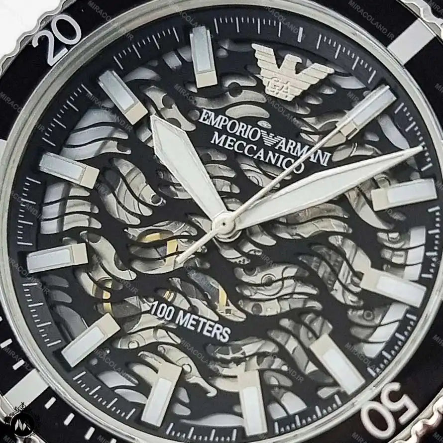  Shop Authentic Emporio Armani Meccanico Automatic Black Dial Black Silicone Strap Watch For Men - AR60062 - Luxxuri