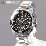  Shop Authentic Tag Heuer Aquaracer Quartz Chronograph Black Dial Silver Steel Strap Watch for Men - CAY111A.BA0927 - Luxxuri