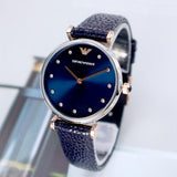  Shop Authentic Emporio Armani Gianni T Bar Analog Blue Dial Black Leather Strap Watch For Women - AR1989 - Luxxuri