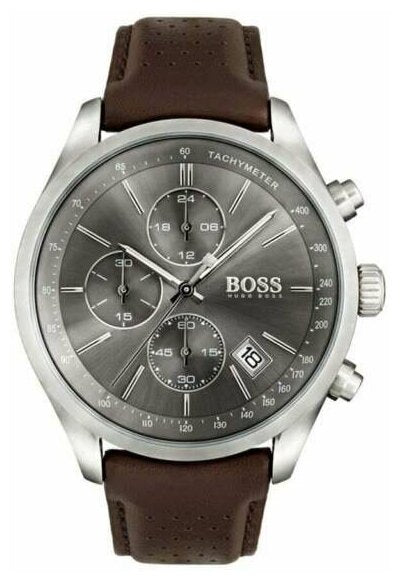  Shop Authentic Hugo Boss Grand Prix Grey Dial Brown Leather Strap Watch for Men -  1513476 - Luxxuri