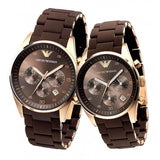  Shop Authentic Emporio Armani Sportivo Chronograph Brown Dial Brown Silicone Strap Watch For Men - AR5891 - Luxxuri