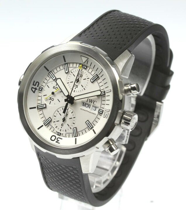  Shop Authentic IWC Aquatimer Chronograph White Dial Black Rubber Strap Watch for Men - IW376801 - Luxxuri