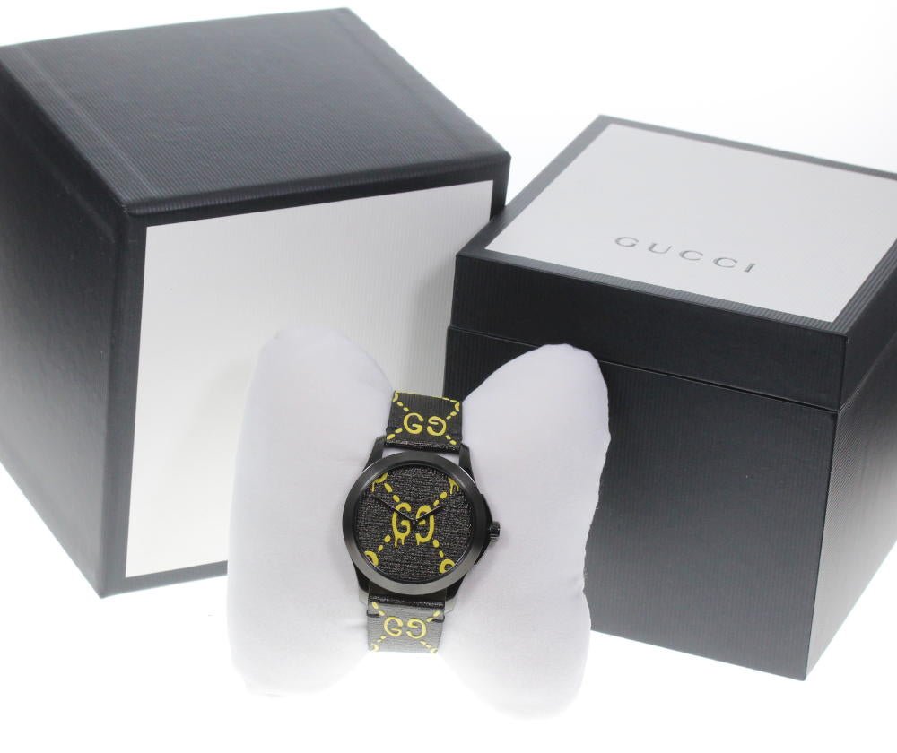  Shop Authentic Gucci G Timeless Ghost Black Dial Black Leather Strap Watch For Men - YA1264019 - Luxxuri