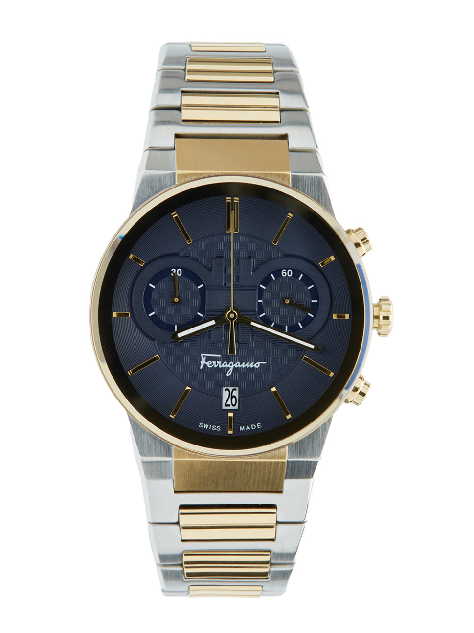  Shop Authentic Salvatore Ferragamo Sapphire Chrono Blue Dial Two Tone Steel Strap Watch for Men - SFME00521 - Luxxuri