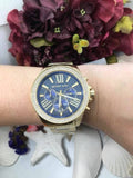  Shop Authentic Michael Kors Wren Diamonds Blue Dial Gold Steel Strap Watch for Women - MK6291 - Luxxuri