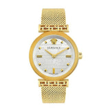  Shop Authentic Versace Meander Greca White Dial Gold Mesh Bracelet Watch for Women - VELW00820 - Luxxuri